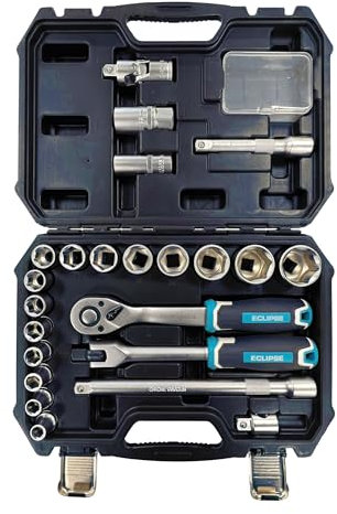 ECLIPSE Professional Tools ESS24PSM ½” Square Drive 24-Piece Metric Socket Set