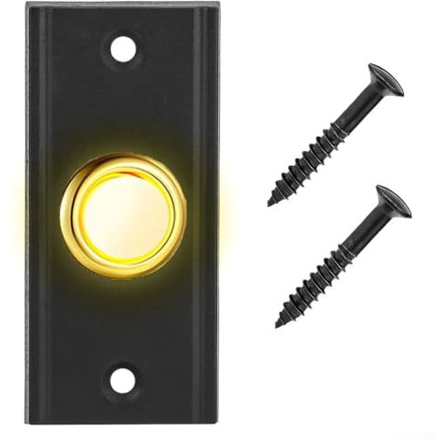 Pulsante campanello cablato con pulsante illuminato a LED, 7,3 x 3,3 cm, da parete, per esterni, per uso interno ed esterno, luci a LED per una maggiore visibilità