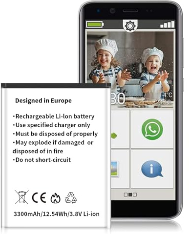 [3300mAh] Akku für Emporia Smart 4, Smart 3 Mini, Smart.4, Smart.3 Mini, S4 Smartphone, 2026 New Upgraded SUPEREASY SE, SUPEREASY Smartphone AK-S3M-BC Ersatzakku