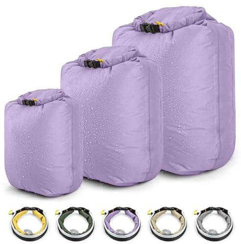 HIKEMAN Dry Bag wasserdichte Tasche - Ultra-Light wasserdichte Aufbewahrungsbeutel,3 Stück Bootfahren Packsäcke,Trockensack für Boot, Kajak,Angeln,Rafting,Schwimmen,Camping und Strand (Purple)