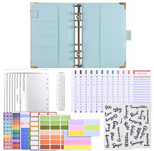 A6 6 Ring Binder, Refillable Money Organizer, Leather Budget Binder, Notebook Binder Cover, Money Organizer Binder, Refillable 6 Ring Leather Money Organizer Binder with Magnetic Closure