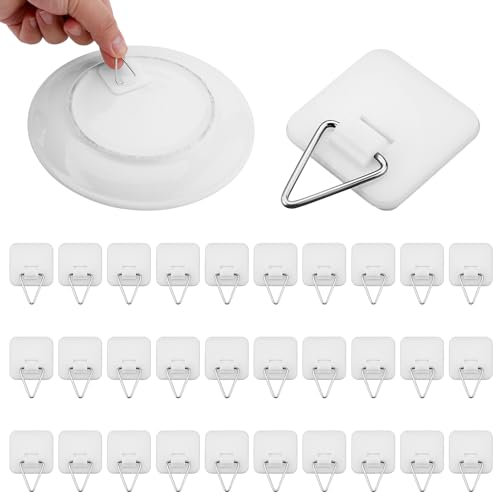 30uds Colgadores de Platos de Pared, 3,2cm Soporte de Platos Pared Ganchos para Colgar Platos de Pared Colgadores para Platos Decorativos para Exhibir Platos Decorativos de Arte de Pared