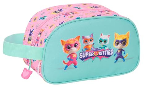 Safta Superkitties Kulturbeutel für Kinder, mittelgroß, mit Griff, Kinder-Kulturbeutel, anpassbar an den Wagen, einfache Reinigung, bequem und vielseitig, Qualität und Widerstandsfähigkeit, 26 x 12 x