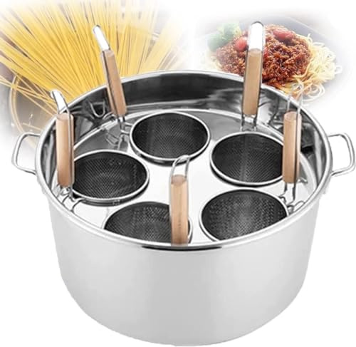Chaudière à Nouilles, marmite à pâtes 3/4/5 Trous, cuiseur à pâtes avec Panier-Filtre à Insertion, Outil de Cuisson pour marmite à Soupe pour Cuisine à Domicile, Restaurant [Classe énergétiq