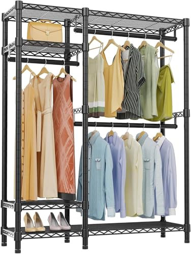 ALKNOT - Kleiderständer,Kleiderstange,kleiderständer stabil,4-stufiger Kleiderständer mit 3 Hängestangen,114X43.5X194cm,Tragkraft 100kg