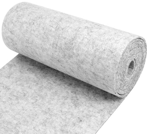 QWORK® 30 cm x 300 cm x 3 mm Filzrolle Filzstoff, Filzmatten Hellgrau, Abriebfest für DIY und Möbelunterlage
