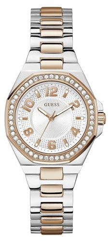GUESS Contessa GW0877L4 Montre pour femme - Acier recyclé, bracelet bicolore or rose, 34 mm, bicolore