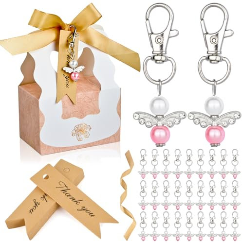 CLTPY 30 Stück Schutzengel Geschenk, Gastgeschenke Hochzeit Dankeschön Geschenke Klein mit Süßigkeiten Box, Taufe Deko Guardian Angel für Hochzeit, Geburtstag, Gastgeschenke Kommunion