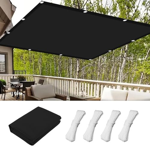 Voile D’Ombrage 2.6 x 5 m Anti UV Contre Le Vent Toile Ombrage Exterieur Voile de Parasol avec Le Kit de Fixation pour Pergola Fleurs Patio Lawn, Noir