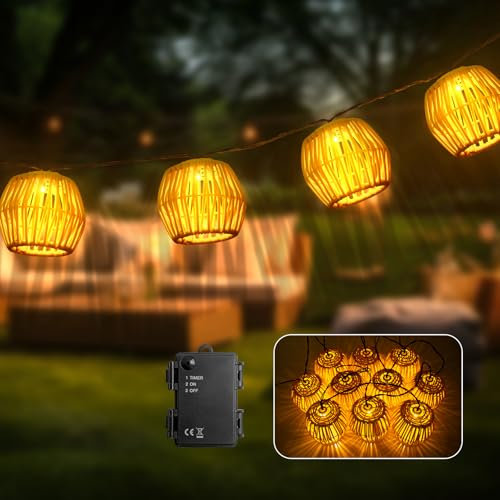 Ciskotu 3M Lichterkette Außen/Innen Batteriebetrieben,10 LEDs Lampions Lichterketten Aussen Kugeln Wetterfest IP44 für Garten, Balkon, Party, Zimmer, Verandas, Wände