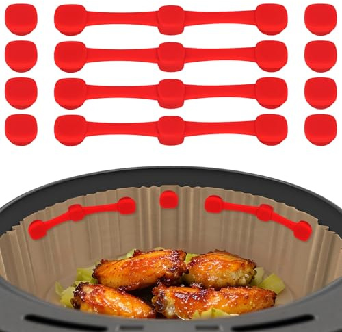 12PCS Magnete für Airfryer Backpapier, Heißluftfritteuse Zubehör Magnet Silicone Buckle, Hochwertige Magnet-Silikonclips zum Fixieren von Einweg-Backpapier, verhindert Verrutschen und Verbrennen