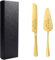 Gaosh Set de Pelle a Tarte Personnalisé avec Gravure du Nom Coupe Gateau en Acier Inoxydable pour Couple Cadeaux pour Mariage Fiançailles Anniversaire (Or)