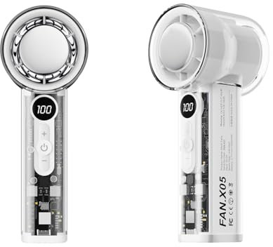 Ventilador de bolsillo recargable sin escobillas con compresa de hielo, batería de 3000 mAh, 6 velocidades, 16000 rpm, pantalla LED, ideal para viajes, camping, interior y exterior, conciertos, idea