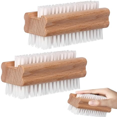 2 X Nagelbürste,Handbürste,Handwaschbürste,Handbürste Nagelbürste,Nagelbürste Holz,Nail Brush,Feste Starke Borsten Nagelreinigungsbürste,Fur Maniküre Pediküre Handpflege