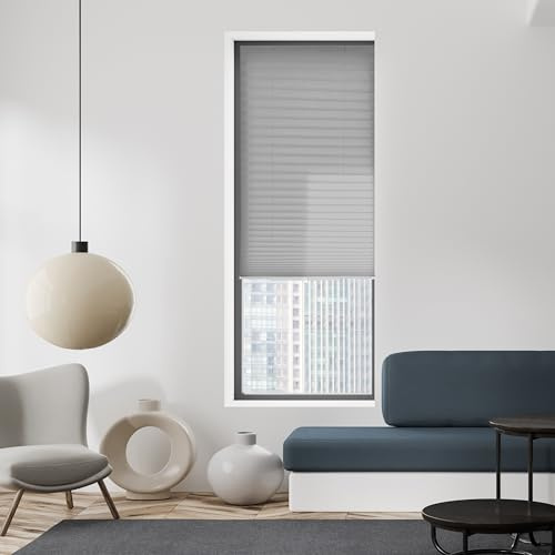 BLINDECOR Plissee ohne Bohren | verstellbares Plissee VLCR | lichtdurchlässig 30 Grau 85X140 | lichtdurchlässiges Plissee für Fenster