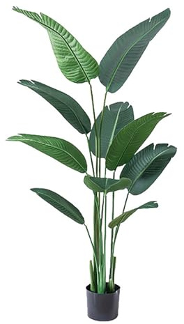 Pianta Artificiale PE Banano Artificiale, Palma Tropicale Albero Verde Finto Con Vaso, Piante Alte In Plastica, Per La Decorazione Della Casa Soggiorno(90cm/3ft)