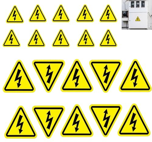 20 Stück Aufkleber Elektro Warnschild,Elektrische Spannung Achtung Strom Warnaufkleber Dreieck Schild Folie,Hochspannung Strom Gefahr Warnung,Aufkleber Gefahr Warnung(5cm+10cm)