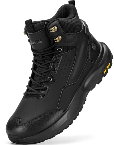 FitVille Men's Wide Fit Hiking Boots, Mid Ankle Outdoor Trekking Boot, Lightweight Comfortable Non-Slip Shoes