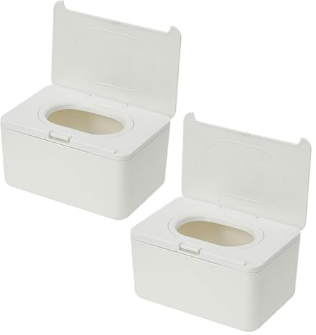 CHILDWEET 2 Stück Teiliges Feuchttücher-aufbewahrungsset Wiederverwendbarer Tragbarer Wipe-dispenser mit Sicherem Deckel Kompakt Leicht für Kinderwagen Schreibtisch und Unterwegs
