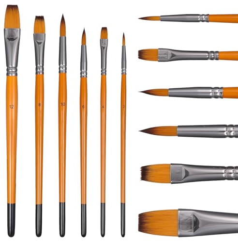 Dimeho Gesichtsmalpinsel-Set 6pcs Künstlerpinsel Set Profi Künstlerpinsel für Körper und Gesichtsbemalung Body-Art-Make-up-Set für Acrylmalerei Gouache Aquarell Halloween Karnevals Schminke Cosplay