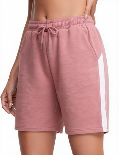 Aseniza Kurze Hose Damen Shorts Damen Sporthose Bermuda Jogginghose Hoch tailliert Baumwolle mit Kordelzug Taschen für Alltag Sport Fitness Sommer Basketball Yoga Freizeit Reisen