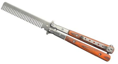 1 Pack Metal Stainless Steel Wooden Handle Durable Folding Butterfly Comb Styling Combing Practice Comb