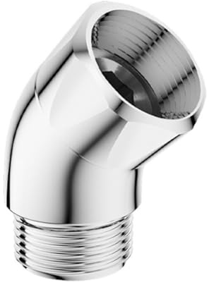 Shower Head Elbow Adapter, 135 Degree Solid Brass Conversion Joint, G1/2 Shower Head Extension Arm Connector, Chrome-Plated, Spinable