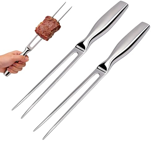 2 Stück Fleischgabel Edelstahl,27 Cm Fleischgabel mit Ergonomischem Griff,Fleisch und Tranchiergabel aus Edelstahl, Servier Grillgabel für Camping Grillen Tranchieren Küche Truthahn Braten Abendessen