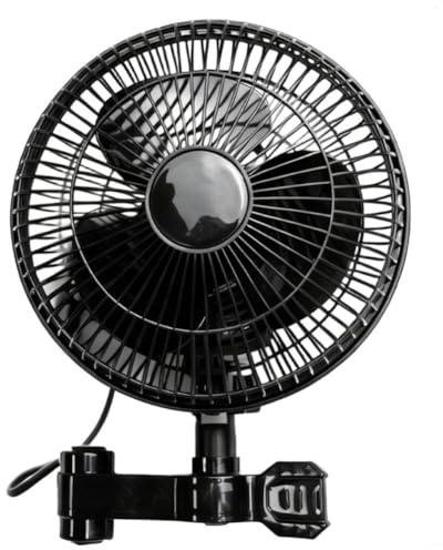Whychstore Ventilateur oscillant à clip, rotation à 90° et vitesse réglable pour tentes de culture, circulation d'air silencieuse pour chambre à coucher et étude, noir