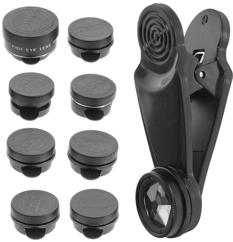 SOLUSTRE 10-in-1 Handy Kameraobjektiv Satz mit Fischauge Makro Weitwinkel und Cpl Filter Kompatibel mit Meisten Smartphones Schwarz