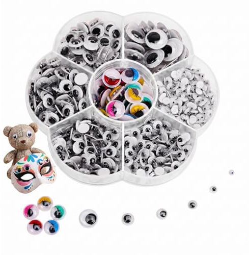 ZENQARI 700 Pz Occhietti Adesivi per Lavoretti, Occhi Finti Decorativi per Bambini DIY, 7 Misure e Multicolore, Plastica per Giocattoli e Decorazioni