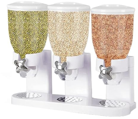 Fesatccoz Triple Cereal Dispenser, 6L Large Capacity Dry Food Dispenser