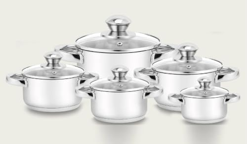 ARCA Diamond BATTERIA Pentole 10 PZ in Acciaio Inox 18/10