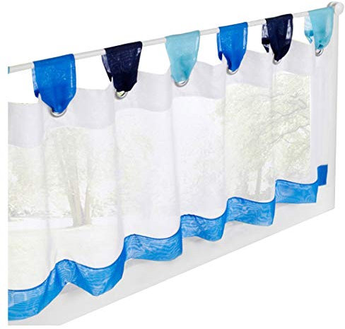 1er-Pack Scheibengardine Voile Transparent Raffrollo Bunt Kleine Kaffee Vorhang (HxB 60x180cm, blau)