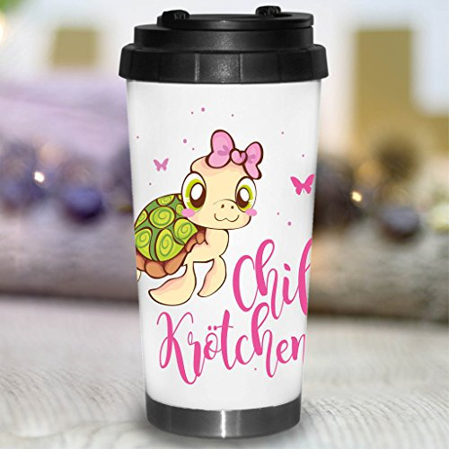 Wandtattoo Loft Bedruckter konischer Edelstahl Thermobecher Spruch Chillkrötchen mit einer süßen Schildkröte/Becher/Thermobecher mit Motiv und Spruch/Turtle