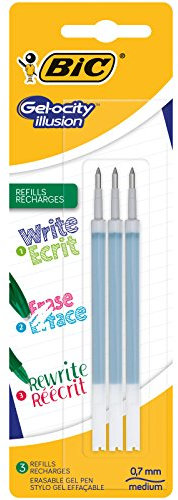 BIC Gel-ocity Illusion Gelschreiber, radierbar, mittlere Spitze (0,7 mm), Grün, 3 Stück