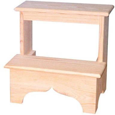 Scala in legno. In grezzo, per dipingere. 2 gradini. Dimensioni: 40 x 30 x 40 cm.