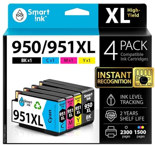 Smart Ink Kompatible Druckerpatronen als Ersatz für HP 950XL 951XL 950 XL 951 XL 4 Multipack (Schwarz & Cyan Magenta Gelb) Patronen Hohe Ergiebigkeit für HP Officejet Pro 8100 8600 8615 8616 8620 8640