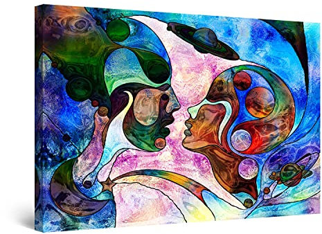 Startonight Impression Sur Toile Je Regarderai dans TES Grands Yeux Bleus - Tableau Abstrait - Decoration Murale Salon Moderne - Image sur Toile - Grande 80 x 120 cm Idée Cadeau Élégante et Originale