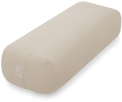 Node Fitness Yoga Meditation Cushion, 25 x 12 Rectangular Bolster with Organic Cotton Cover - Natural