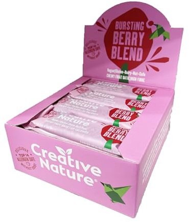 Gluten Free Snack Bars | Creative Nature Vegan Snack Bars | Berry Blend Flavour | Healthy Snacks, Lunchbox Snacks | Top 14 Allergen Free | 20 x 38g Bars