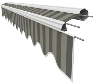 VANA Markisenstoff mit Volant für 5 x 3,5 m Markisen-Ersatzstoff Markisentuch Bespannung Markisenbespannung Sonnenschutz fertig genäht Maß Tuch 4,85 x 3,5 m Volant 4,85 x 0,21 m Design SPD090