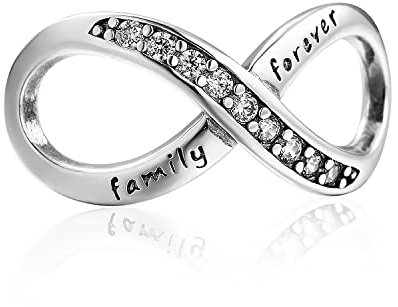Charm Anhänger Neu 2024 MariaFonte Infinity Silber 925 Roségold Original Angebot Perlen Armband Günstig Mama Kompatibel Glücksbringer Herz Familie Frau Weihnachten Mädel Geburtstag Hochzeitstag