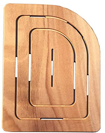 Castelmerlino Caillebotis de douche en contreplaqué Okumè marine 74,5x55 cm coin gauche arrondi pour douche 90x70 cm