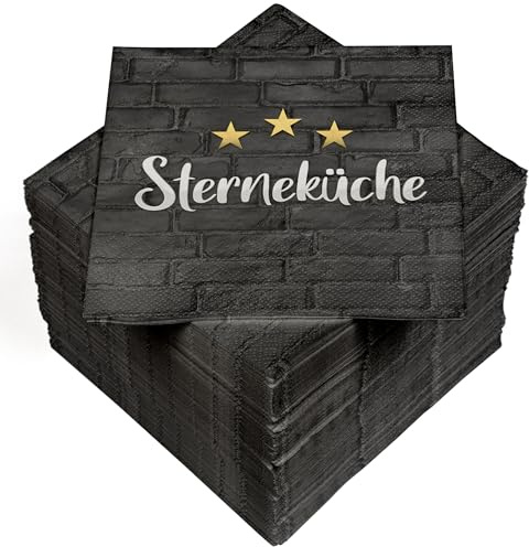 HEKU 100 Servietten, 3-lagig, 33x33cm I Saugstark und praktisch verpackt I Ideal für Hochzeiten, Jubiläen und besondere Anlässe, Sterneküche 2