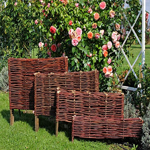 HELO Weidenzaun Beeteinfassung Weide Palisade Beetumrandung Beet Natur Begrenzung, Beetbegrenzung Weidenzaun, Wetterfest & Robust (10 Stück, 10 x 100 cm)