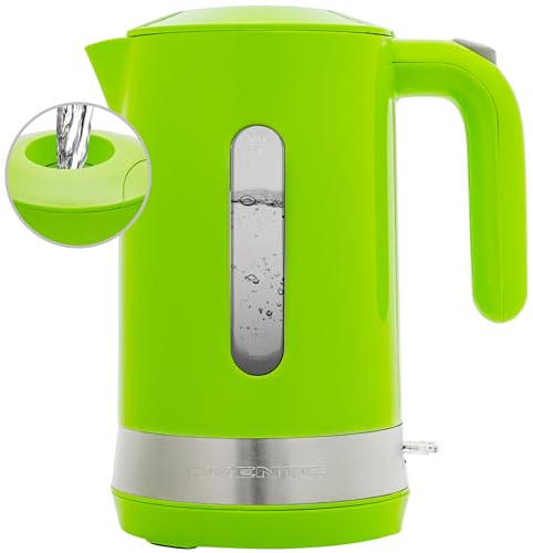 OVENTE 1.8L Electric Kettle, 1500W Fast Boiling Heater for Coffee or Tea, BPA Free, Easy to Fill Lid, Water Level Window, Auto Shut-Off, Boil-Dry Protection and Removable Filter, Green KP413G