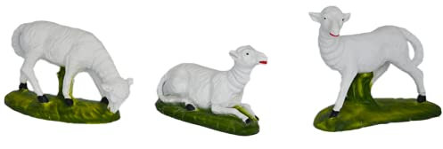 Serie 3 Schafe für Weihnachtskrippe, 25 cm, aus Marmorharz, italienische Handwerkskunst