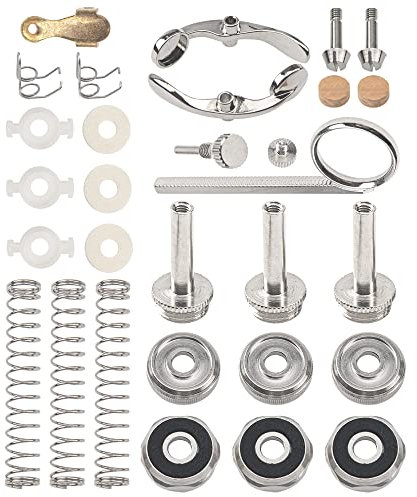 Yootones Trompetenreparatur-Set für Trompete, Fingerknöpfe, Ventilkappe, Schraube, Ablassventil, Schlüssel, Kolbenfeder, kompatibel mit Trompetenteilen