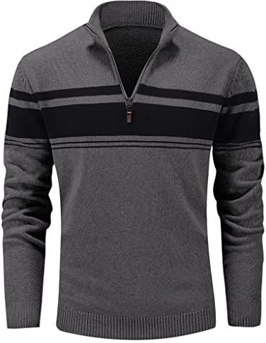 MAGCOMSEN Men's Jumpers Quarter Zip Winter Warm Cotton Knitted Sweaters